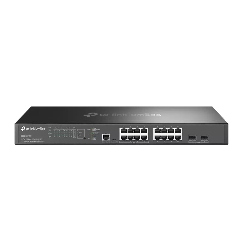 TP-Link Omada 16 prievadų 2,5G ir 2 prievadų 10GE SFP+ L2+ valdomas komutatorius su 8 prievadų PoE+