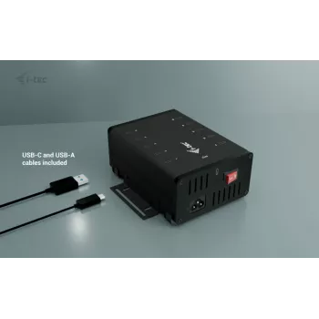 i-tec USB-C/USB-A metalinis įkrovimo + duomenų HUB, 15 W vienam prievadui, 10x USB-C