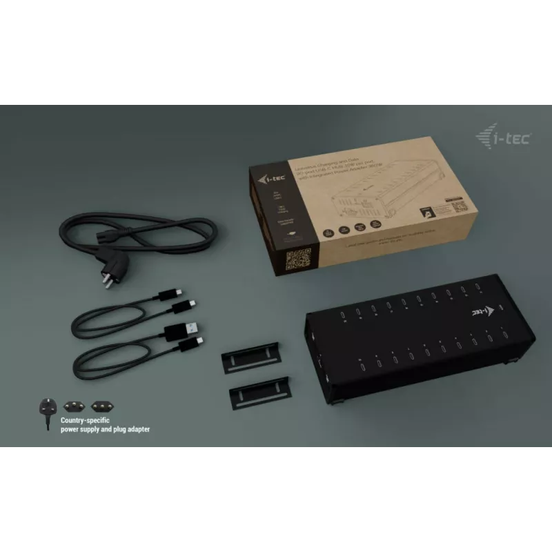 i-tec USB-C/USB-A Metal Charging + data HUB, 15W per lizdą, 20x USB-C