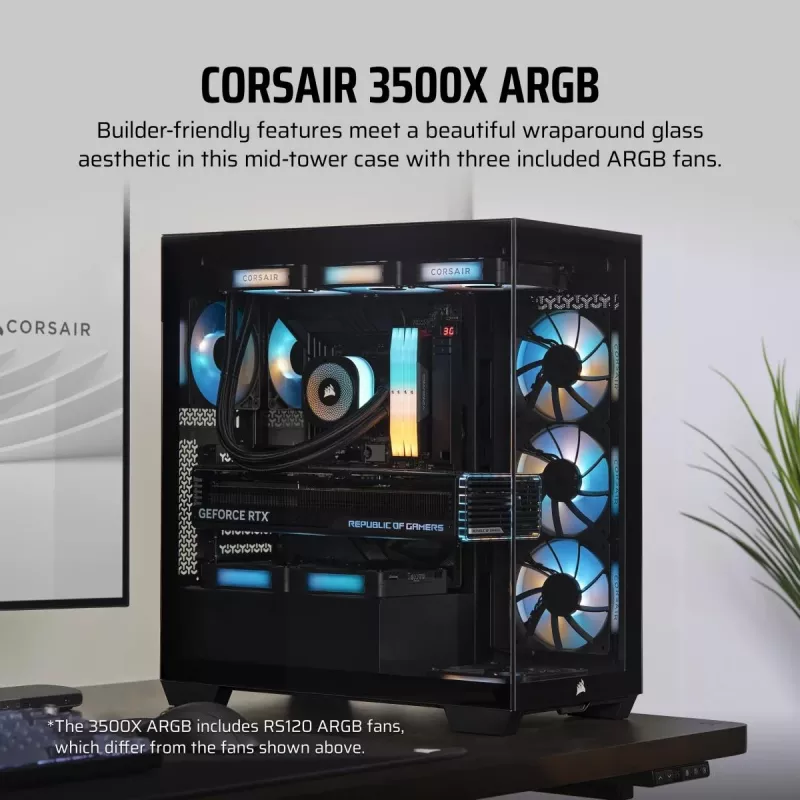 CORSAIR kompiuterio korpusas - 3500x ARGB vidutinio dydžio bokštas