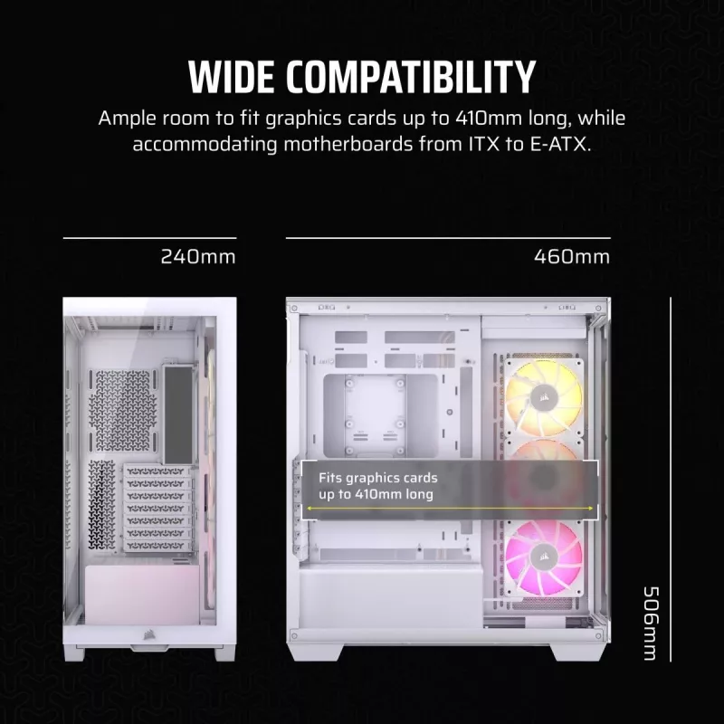 CORSAIR kompiuterio korpusas - iCUE LINK 3500X RGB vidutinio dydžio bokštas - balta