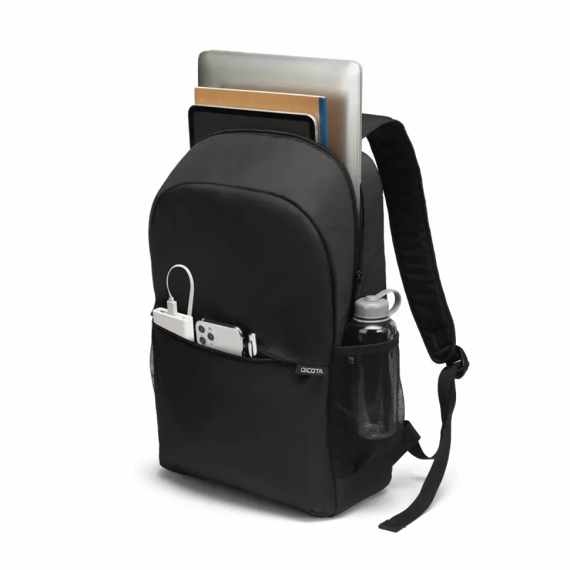 DICOTA Backpack One - 13-16 colių nešiojamojo kompiuterio kuprinė - juoda / 300D perdirbtas PET poliesteris
