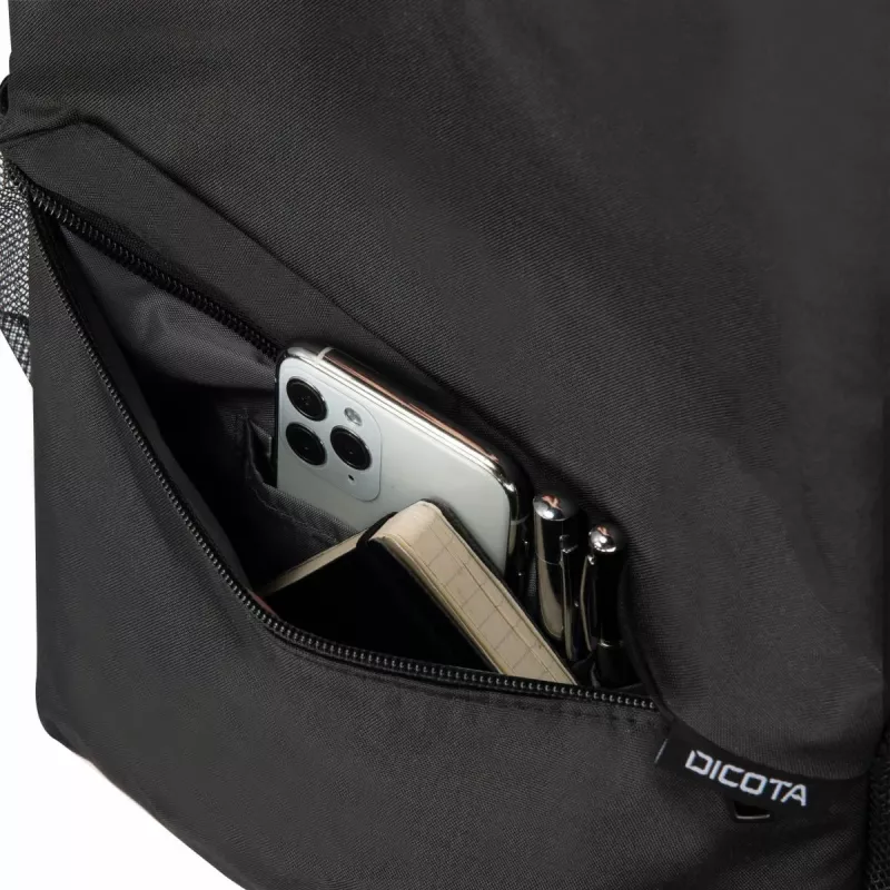 DICOTA Backpack One - 13-16 colių nešiojamojo kompiuterio kuprinė - juoda / 300D perdirbtas PET poliesteris