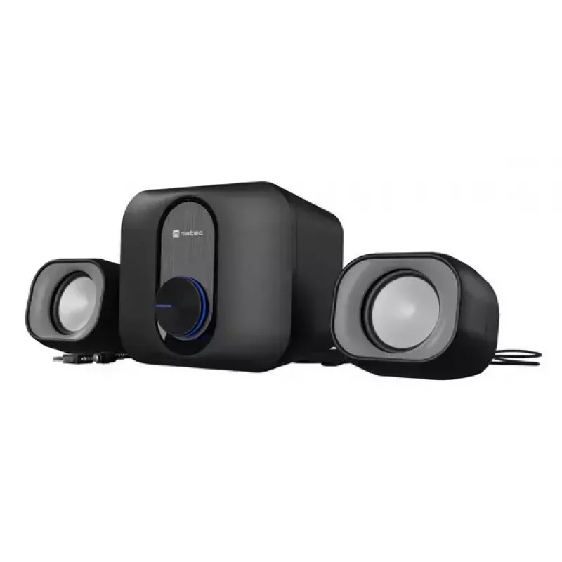 Namų garso mini sistema NATEC NGL-2111 — 3 W RMS, 2 garsiakalbiai, 3,5 mm įvestis, 7,62 cm žemų dažnių garsiakalbis, juoda