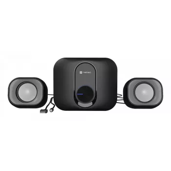 Namų garso mini sistema NATEC NGL-2111 — 3 W RMS, 2 garsiakalbiai, 3,5 mm įvestis, 7,62 cm žemų dažnių garsiakalbis, juoda