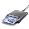 Axagon CRE-SM3T USB-A išmaniųjų / ID kortelių plokščiasis skaitytuvas, USB 2.0, 1,3 m, juodas, 56 g