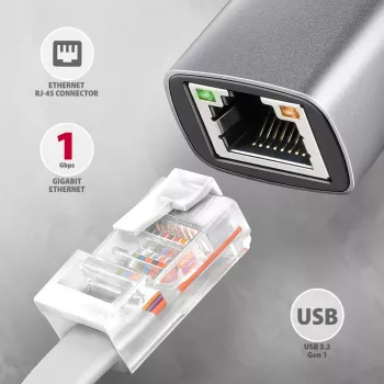Axagon ADE-TXPD USB-C Gigabit Ethernet adapteris su PD 100W