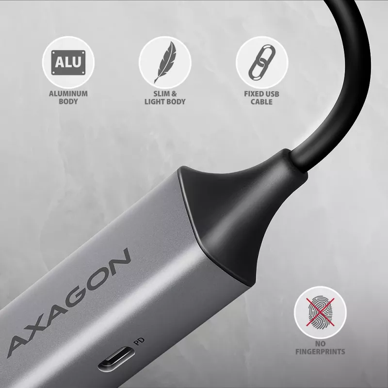 Axagon ADE-TXPD USB-C Gigabit Ethernet adapteris su PD 100W