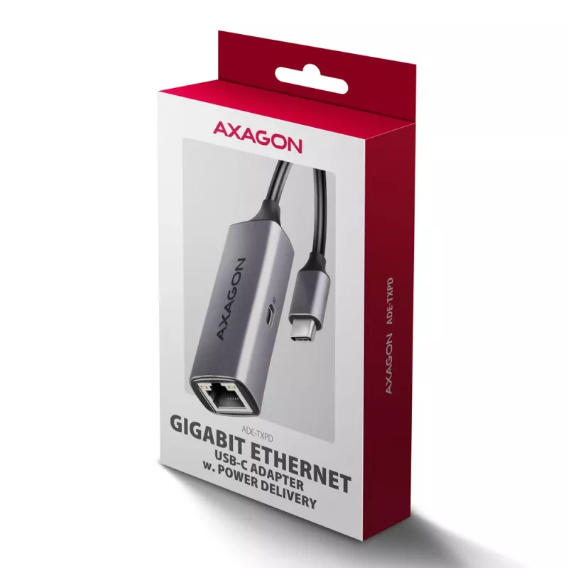 Axagon ADE-TXPD USB-C Gigabit Ethernet adapteris su PD 100W