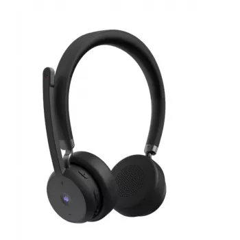 Lenovo belaidės VoIP ausinės su galvos juostele, biurui / skambučių centrui, Bluetooth, juodos