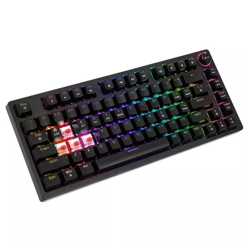 Žaidimų klaviatūra Savio SAVGK-PHENIX Geltona USB RF belaidė Bluetooth mechaninė 82 klavišai RGB