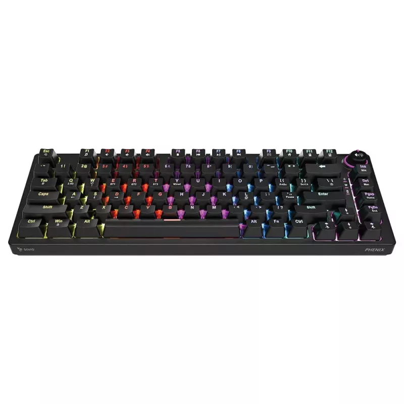 Žaidimų klaviatūra Savio SAVGK-PHENIX Geltona USB RF belaidė Bluetooth mechaninė 82 klavišai RGB