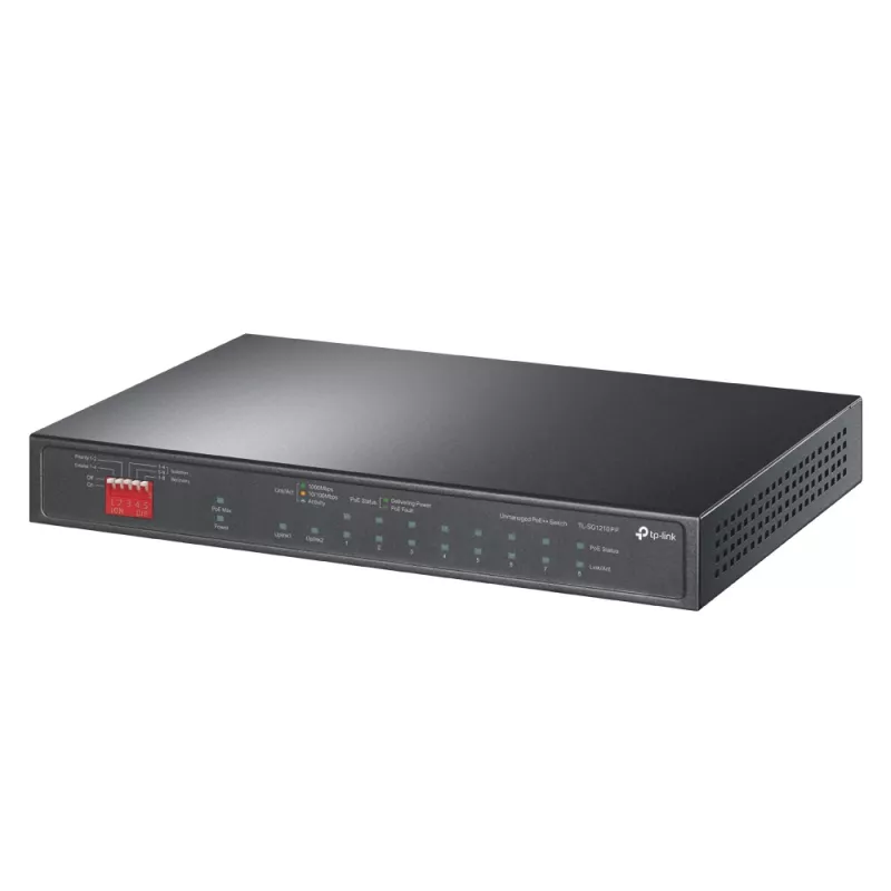 TP-Link 10 prievadų gigabitinis stalinis komutatorius su 6 prievadų PoE+ ir 2 prievadų PoE++