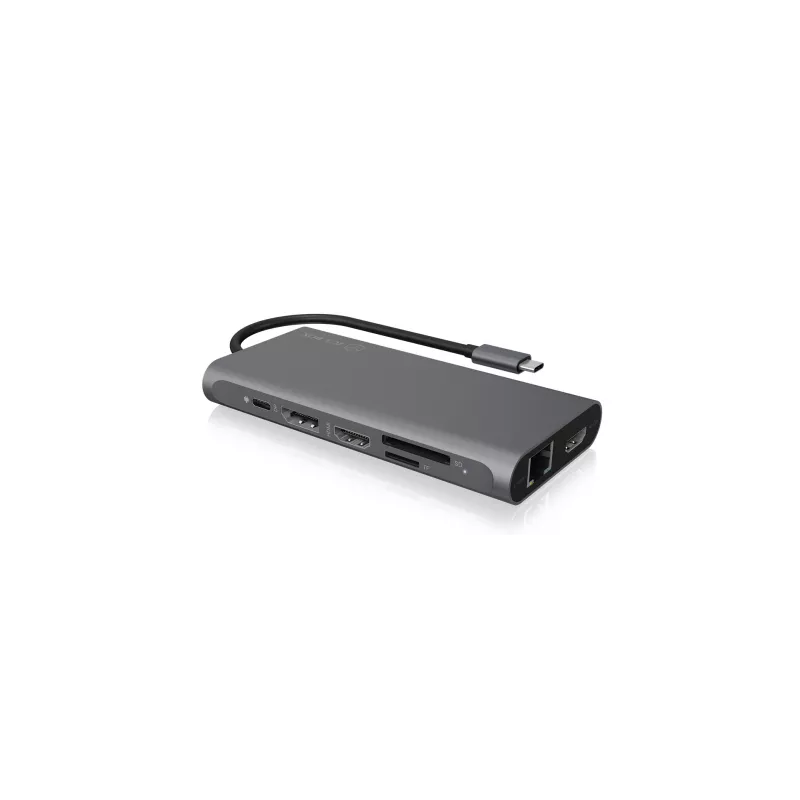 ICY BOX IB-DK4050-CPD Laidinė USB 3.2 Gen 1 (3.1 Gen 1) Type-C Dokinė stotelė Antracitinė