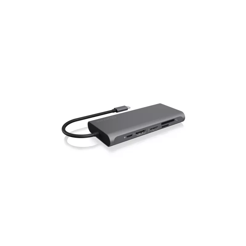 ICY BOX IB-DK4050-CPD Laidinė USB 3.2 Gen 1 (3.1 Gen 1) Type-C Dokinė stotelė Antracitinė