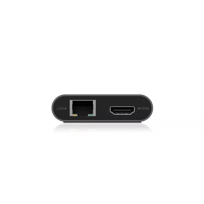 ICY BOX IB-DK4050-CPD Laidinė USB 3.2 Gen 1 (3.1 Gen 1) Type-C Dokinė stotelė Antracitinė