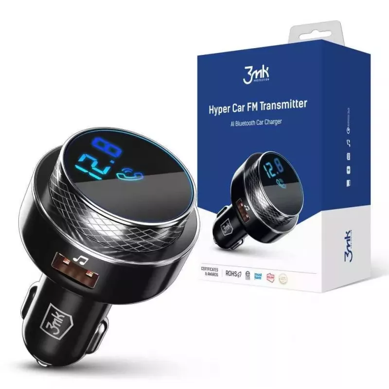 FM siųstuvas 3MK Hyper Car 87.5 - 99.8 MHz USB Juodas