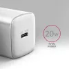 Axagon ACU-PD20W sieninis įkroviklis 1x QC3.0/AFC/FCP/PD type-C 20W baltas Mobilusis telefonas, Išmanusis telefonas, Išmanusis laikrodis, Planšetinis kompiuteris, Universalus, Laikrodis Kintamosios srovės Greitasis įkrovimas Vidaus