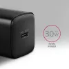 Axagon ACU-PD30 PD3.0 & QC4+ 1x IŠĖJIMO sieninis įkroviklis 30W, vidaus, kintamoji srovė, juodas