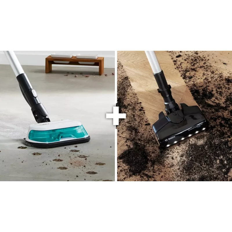 Bosch BCS71HYG1 belaidis dulkių siurblys/elektrinė šluota Baterija Sausam ir šlapiam valymui HEPA Be maišelio 0,3 l 23,5 W Juoda, Balta 3 Ah