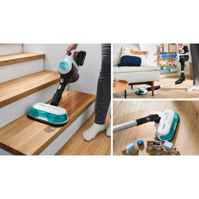 Bosch BCS71HYG1 belaidis dulkių siurblys/elektrinė šluota Baterija Sausam ir šlapiam valymui HEPA Be maišelio 0,3 l 23,5 W Juoda, Balta 3 Ah