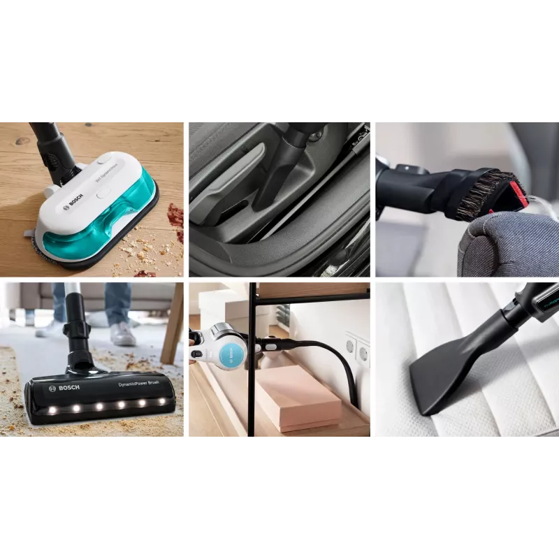 Bosch BCS71HYG1 belaidis dulkių siurblys/elektrinė šluota Baterija Sausam ir šlapiam valymui HEPA Be maišelio 0,3 l 23,5 W Juoda, Balta 3 Ah