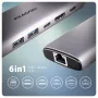 Axagon HMC-6G2L USB 10Gbps šakotuvas, 2x USB-A, 1x USB-C, HDMI 4k/60Hz, RJ-45, PD 100W