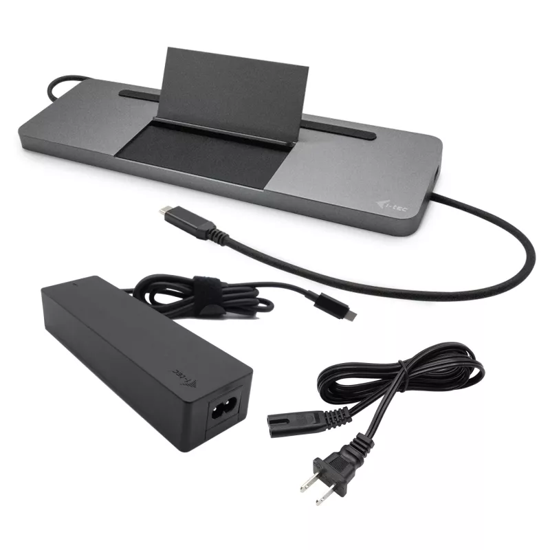 i-tec Metal SB-C Ergonomic 4K 3x Display Docking Station su maitinimo tiekimu 85 W + universalus įkroviklis 100 W