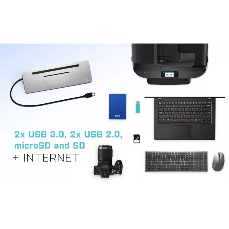i-tec Metal SB-C Ergonomic 4K 3x Display Docking Station su maitinimo tiekimu 85 W + universalus įkroviklis 100 W