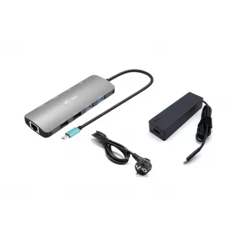 i-tec Metal USB-C Nano 2x Display Docking Station su PD 100 W + Įkroviklis 100W