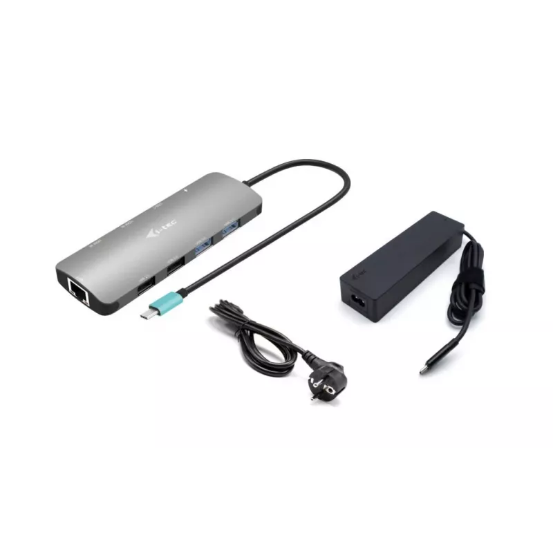 i-tec Metal USB-C Nano 2x Display Docking Station su PD 100 W + Įkroviklis 100W