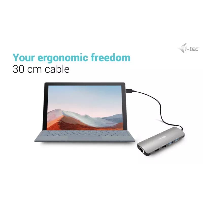 i-tec Metal USB-C Nano 2x Display Docking Station su PD 100 W + Įkroviklis 100W