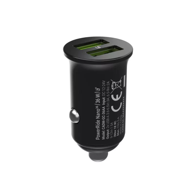 Automobilinis / patalpų kroviklis Green Cell CADM-GC-36AA 36 W 2× USB-A juodas, skirtas 3,6–12 V maitinimo šaltiniui