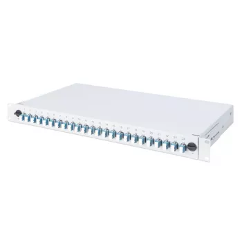 DIGITUS Fiber Optic Sliding Splice Box, 1U, Equipped 24x LC duplex, incl. M 25 Screw, Splice Cassette Singlemode OS2, Color Pigtails