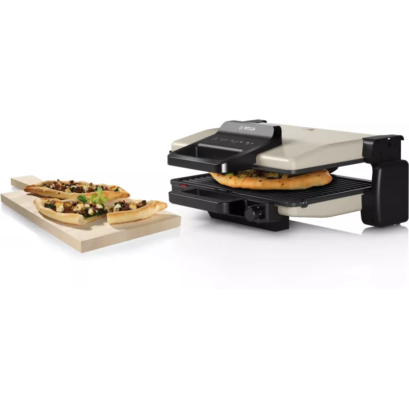 Kontaktinė kepsninė Bosch TCG3302 2000 W su 310x220 mm keraminėmis plokštėmis, reguliuojamu termostatu, nuimamomis indaplovėje plaunamomis plokštėmis