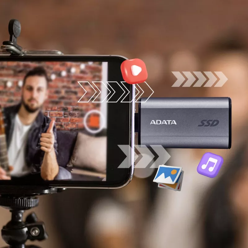 ADATA SC750 2 TB USB Type-C 3.2 Gen 2 (3.1 Gen 2) Pilka