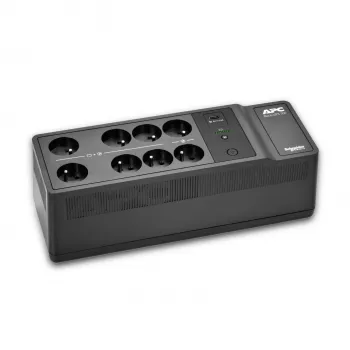 APC Back-UPS, 500VA/300W, pastatomas ir tvirtinamas prie sienos, 230V, 8 prancūziški/belgiški lizdai, USB Type A prievadas, vartotojo keičiama baterija