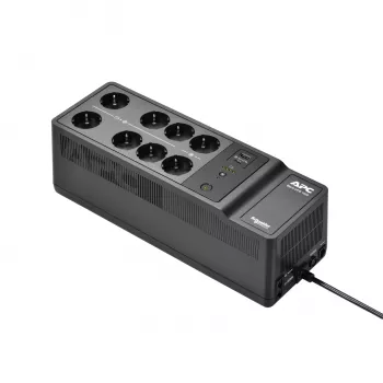 APC Back-UPS, 1050VA/600W, montuojamas ant grindų/sienos, 230V, 8x Schuko CEE 7/3 lizdai, USB Type A+C prievadas, vartotojo keičiama baterija