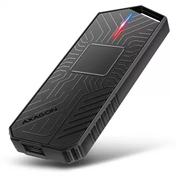 Axagon EEM2-GAM išorinis USB-C 10 Gbps metalinis dėklas M.2 NVMe ir SATA SSD diskams. Be varžtų