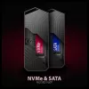 Axagon EEM2-GAM išorinis USB-C 10 Gbps metalinis dėklas M.2 NVMe ir SATA SSD diskams. Be varžtų