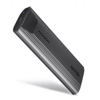 Axagon EEM2-GTS2 išorinė USB-C 10 Gbps metalinė dėžutė M.2 NVMe ir SATA SSD diskams. Be varžtų