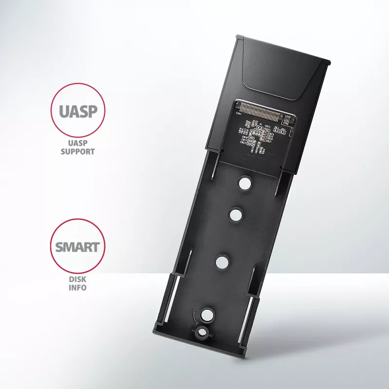 Axagon EEM2-GTS2 išorinė USB-C 10 Gbps metalinė dėžutė M.2 NVMe ir SATA SSD diskams. Be varžtų