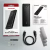 Axagon EEM2-UB2 išorinis USB-C 10 Gbps metalinis dėklas M.2 NVMe SSD diskams. Juodas.