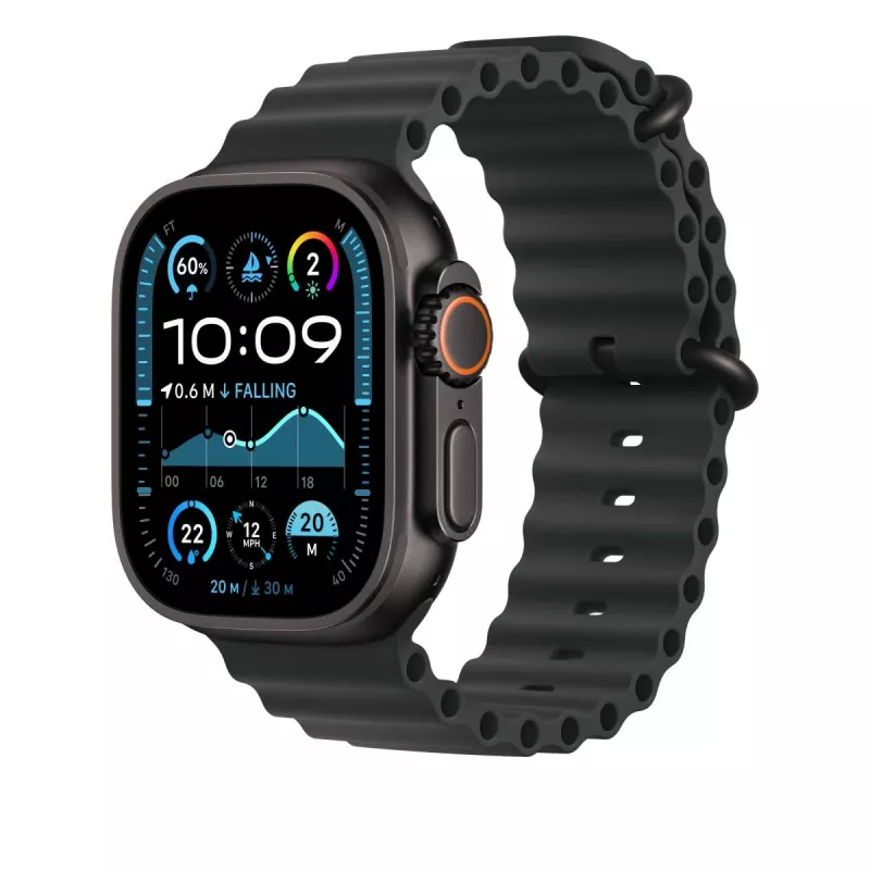 APPLE 49mm juoda Ocean dirželio prailginimo dalis – juodos spalvos titano apdaila