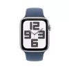 Išmanusis laikrodis Apple Watch SE GPS 44 mm sidabrinis aliuminio korpusas su džinsinio audinio sportiniu dirželiu mėlynas S/M