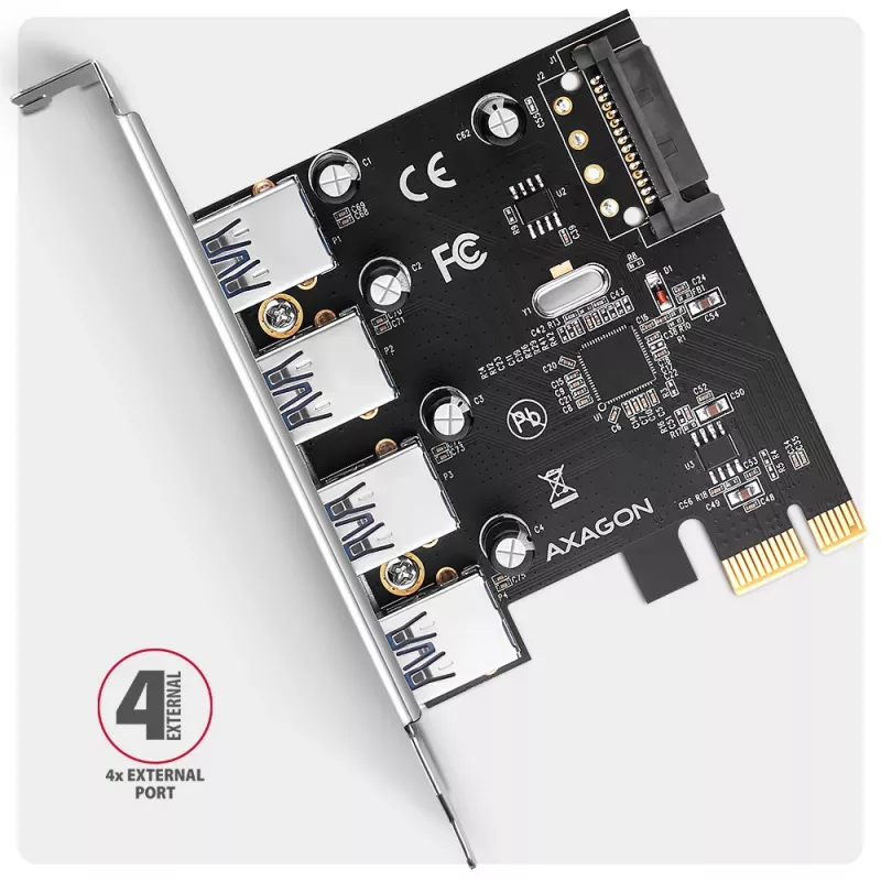 Axagon PCEU-430RS PCIe valdiklis 4x išor. USB-A 5Gbps prievadas