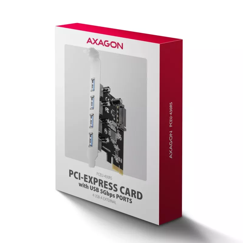 Axagon PCEU-430RS PCIe valdiklis 4x išor. USB-A 5Gbps prievadas