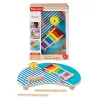 Fisher-Price medinis muzikinis stalas su mušamaisiais instrumentais, 3 medinės dalys