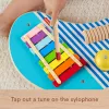 Fisher-Price medinis muzikinis stalas su mušamaisiais instrumentais, 3 medinės dalys