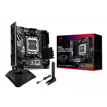 Pagrindinė plokštė ASUS ROG STRIX X870-I GAMING WIFI mini ITX · AMD X870 · Socket AM5 · DDR5 · 2 DIMM · Wi‑Fi 7 · Bluetooth 5.4